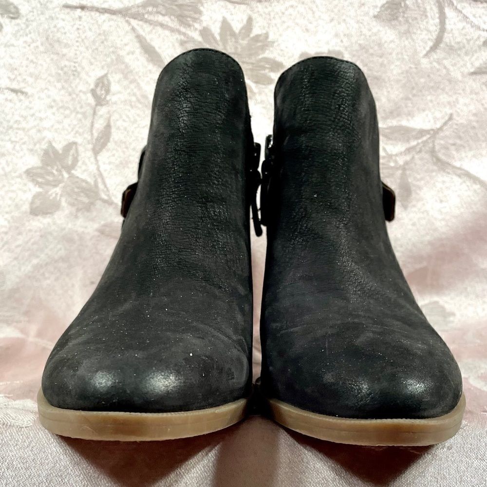 BLACK LEATHER FRANCO SARTO ANKLE BOOTS SIZE 7.5 - Picture 5 of 7